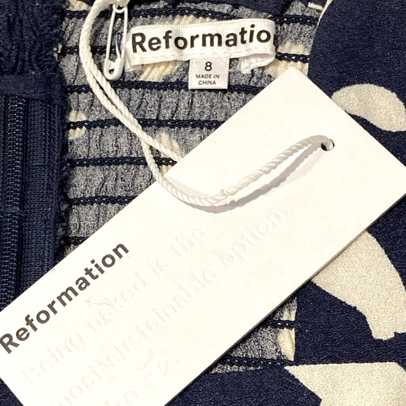 NWT Reformation Lupe Navy Splatter Print Top - Sz 8 - Picture 8 of 10